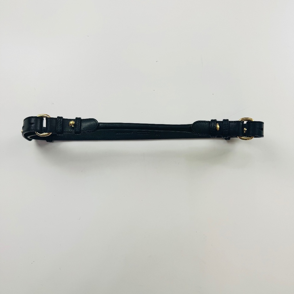 Burberry black skinny double gold buckle belt